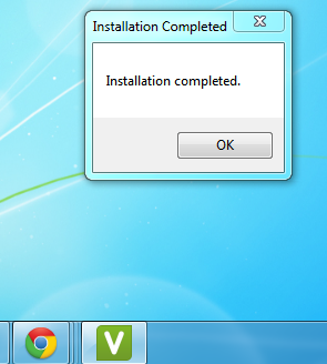 Installation completed message
