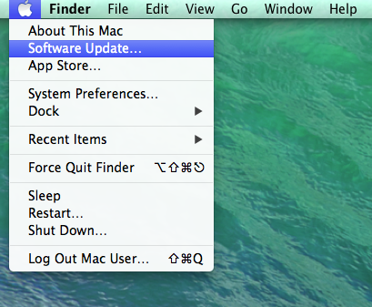Screencap showing where to find software updates on a Mac