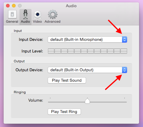 Screencap showing the Audio settings menu