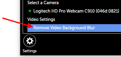 Arrow pointing at Remove Video Background Blur