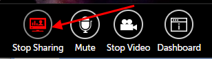 Arrow pointing at Stop Sharing button