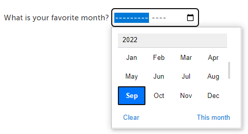 Example of a month/year question