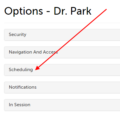 Arrow pointing at Scheduling